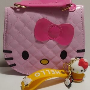 Hello Kitty Pink Purse With Crossbody Strap And Keychain